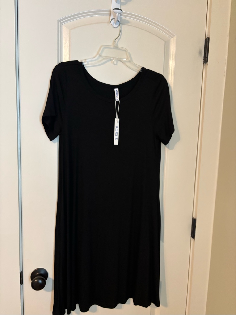 KORSIS Black Scoop-Neck Midi Dress